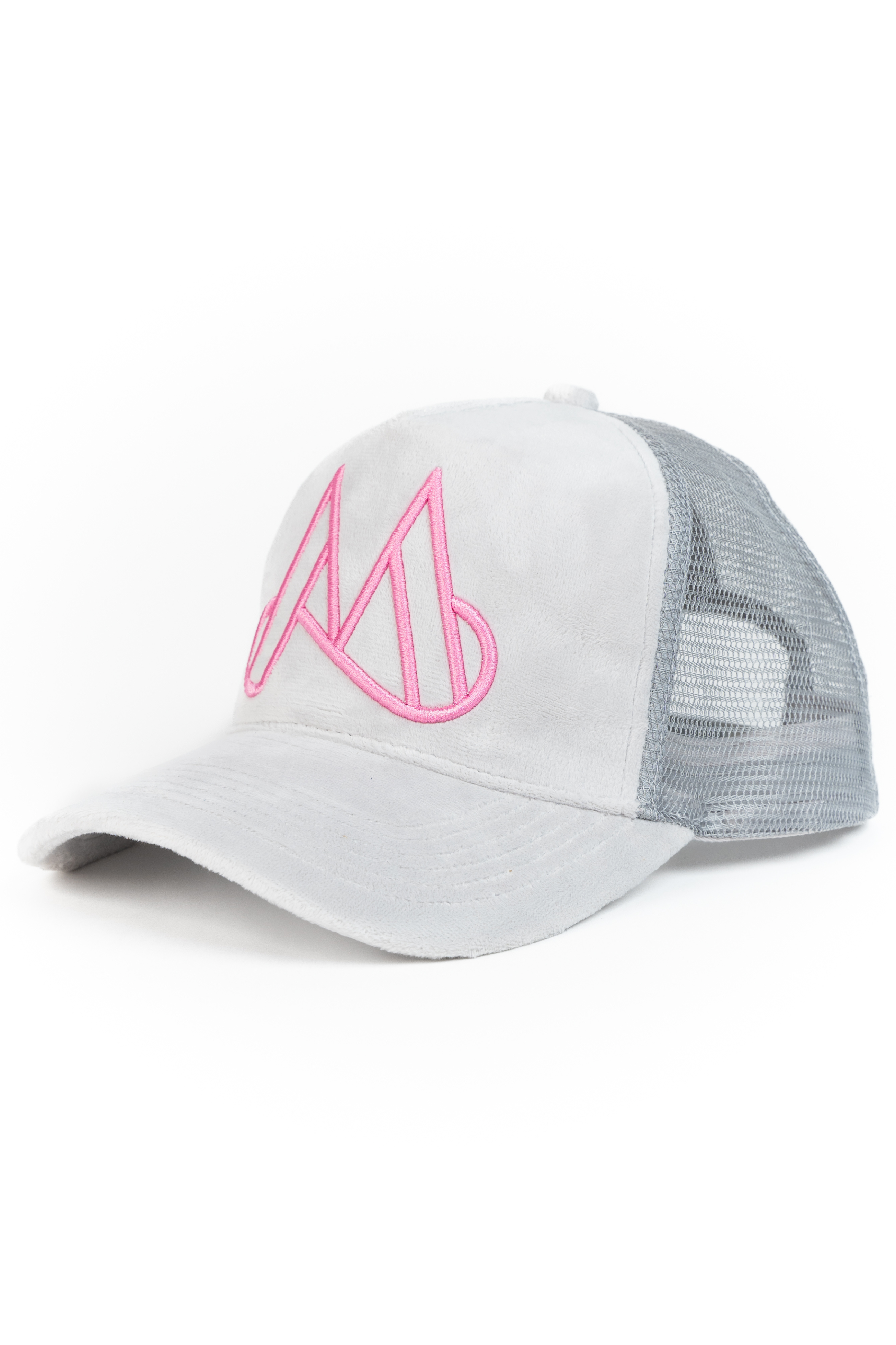 MAGGIORE Unlimited M Logo Grey Cap - Pink Logo - MAGGIORE